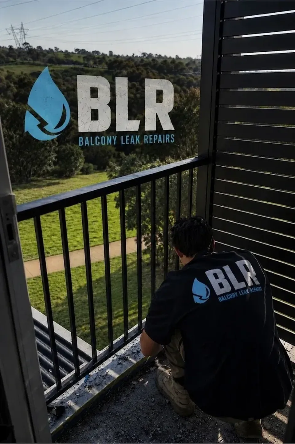 BLR installer working on balcony waterproofing